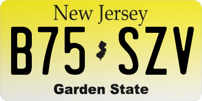 NJ license plate B75SZV