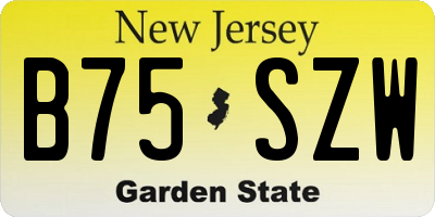NJ license plate B75SZW