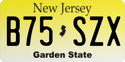 NJ license plate B75SZX