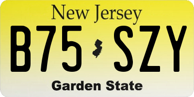 NJ license plate B75SZY