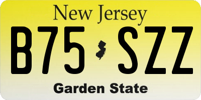 NJ license plate B75SZZ