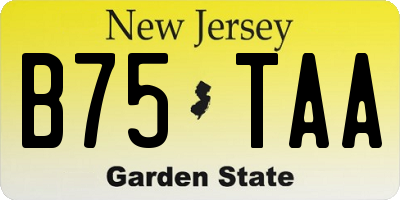 NJ license plate B75TAA