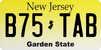NJ license plate B75TAB