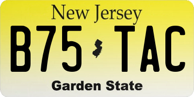 NJ license plate B75TAC