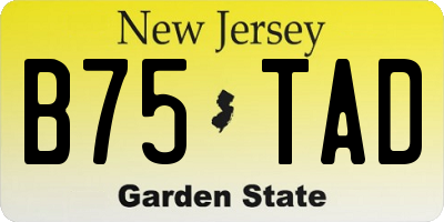 NJ license plate B75TAD