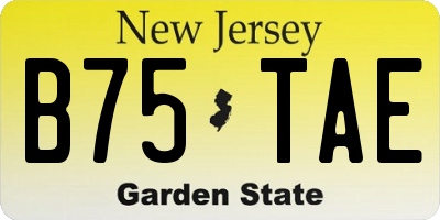 NJ license plate B75TAE