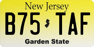 NJ license plate B75TAF