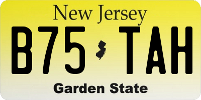 NJ license plate B75TAH