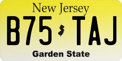 NJ license plate B75TAJ