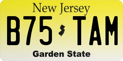 NJ license plate B75TAM