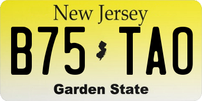 NJ license plate B75TAO