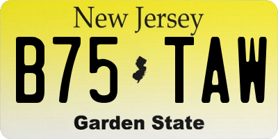 NJ license plate B75TAW
