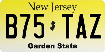 NJ license plate B75TAZ