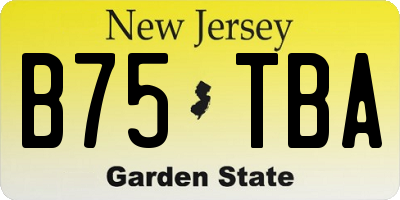 NJ license plate B75TBA