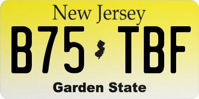 NJ license plate B75TBF