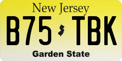 NJ license plate B75TBK