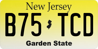 NJ license plate B75TCD