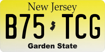 NJ license plate B75TCG