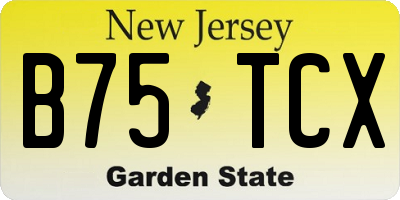 NJ license plate B75TCX