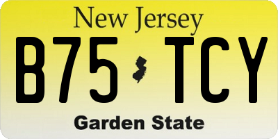 NJ license plate B75TCY