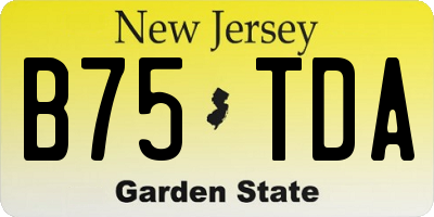 NJ license plate B75TDA