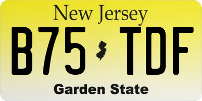 NJ license plate B75TDF
