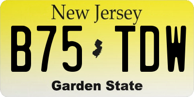 NJ license plate B75TDW