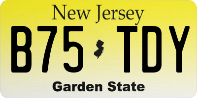 NJ license plate B75TDY
