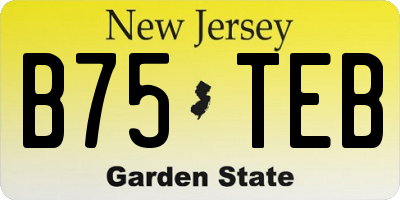 NJ license plate B75TEB