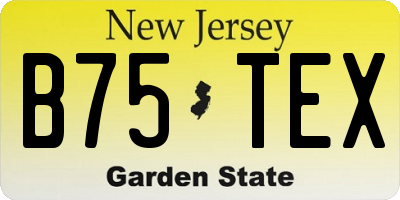 NJ license plate B75TEX