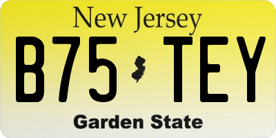 NJ license plate B75TEY