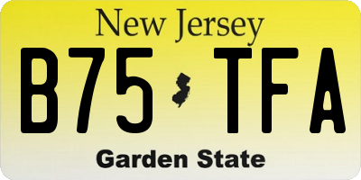 NJ license plate B75TFA