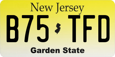 NJ license plate B75TFD