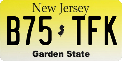 NJ license plate B75TFK