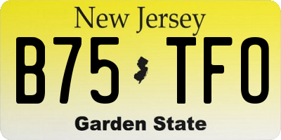 NJ license plate B75TFO