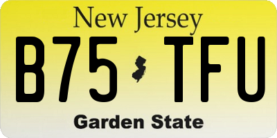 NJ license plate B75TFU