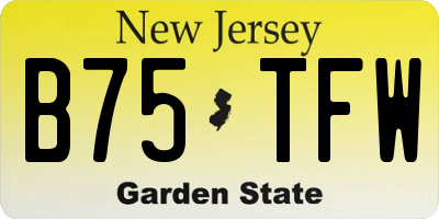 NJ license plate B75TFW