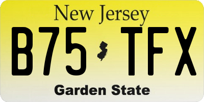 NJ license plate B75TFX