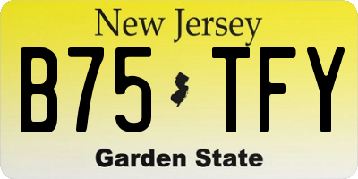 NJ license plate B75TFY