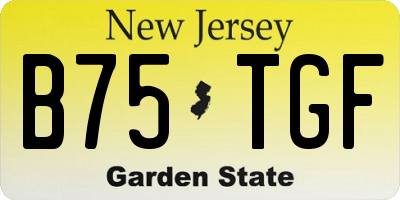 NJ license plate B75TGF