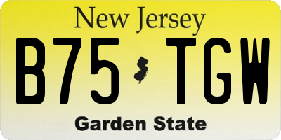 NJ license plate B75TGW