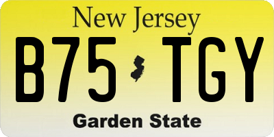 NJ license plate B75TGY