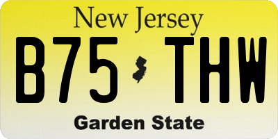 NJ license plate B75THW