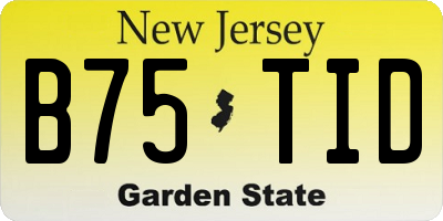 NJ license plate B75TID