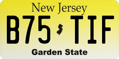 NJ license plate B75TIF
