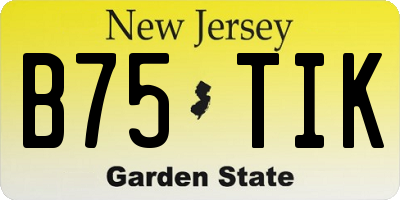 NJ license plate B75TIK