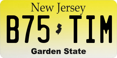 NJ license plate B75TIM