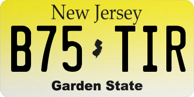 NJ license plate B75TIR