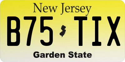 NJ license plate B75TIX