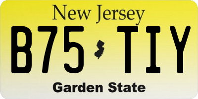 NJ license plate B75TIY